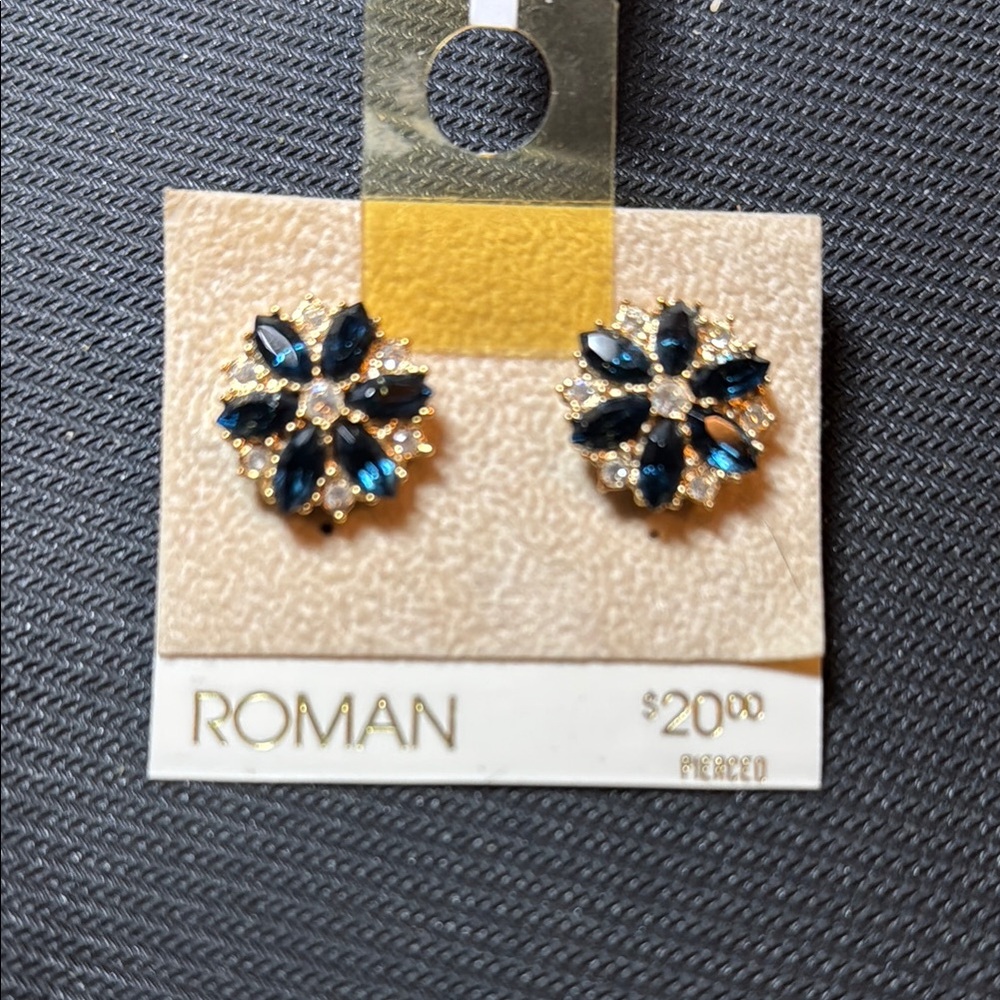 Roma Blue and Gold Starburst Earrings